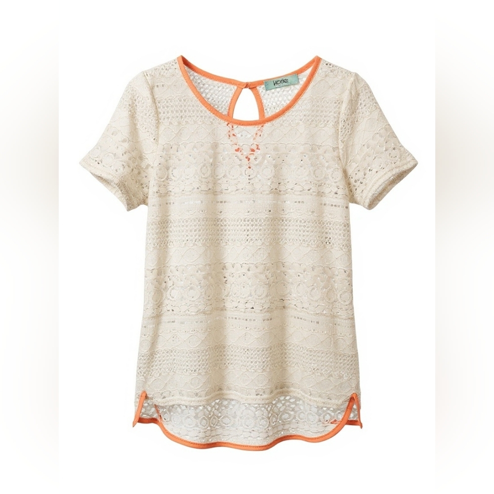 Karlie Cream and Orange Lace Blouse Sz Sm